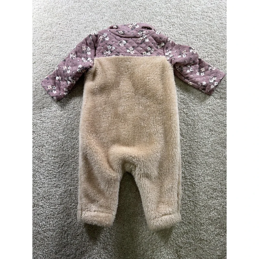 Nicole Miller New York One Piece Coverall Baby Girls 0-3 Months Floral‎ Sherpa